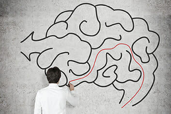 businessman drawing brain